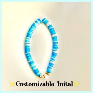💙Ocean Blue💙 clay beads bracelet. [Customizable initial]